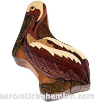 Pelican Wood Box Hand Carved with Hidden Compartment 4 Parts Assemble Like a Puzzle 6 X 3.5 X 2 B00I2V7IWC